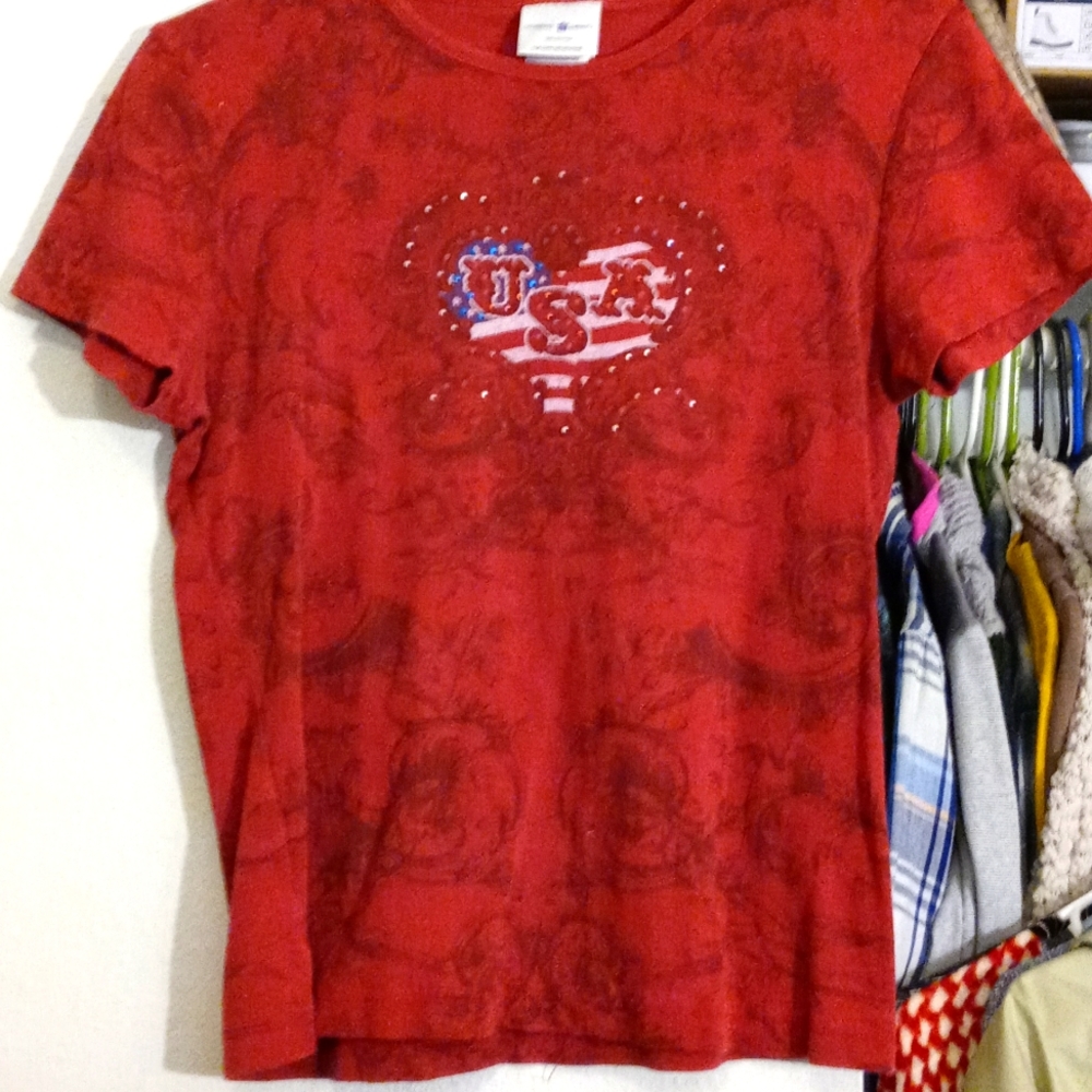 Patriotic Cotton Short Sleeve Top